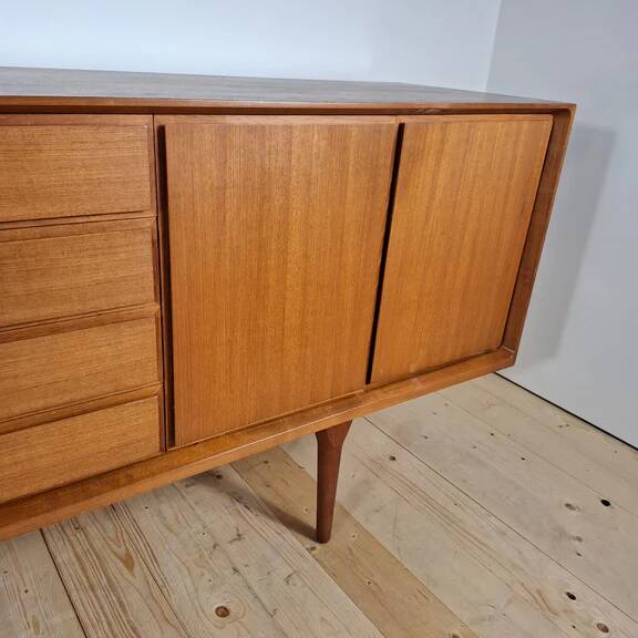 Teak sideboard with drawers and hinged doors – Scandinavian mid-century modern design, 1960s