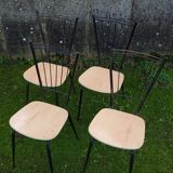 Four faux-wood Formica chairs, 50s/60s