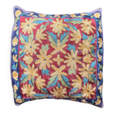 Hand-embroidered cushion cover from Kashmir, Mughal floral pattern 40 x 40 cm