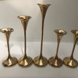 Danish candle holders set 5 design Freddie Anderson Golden brass