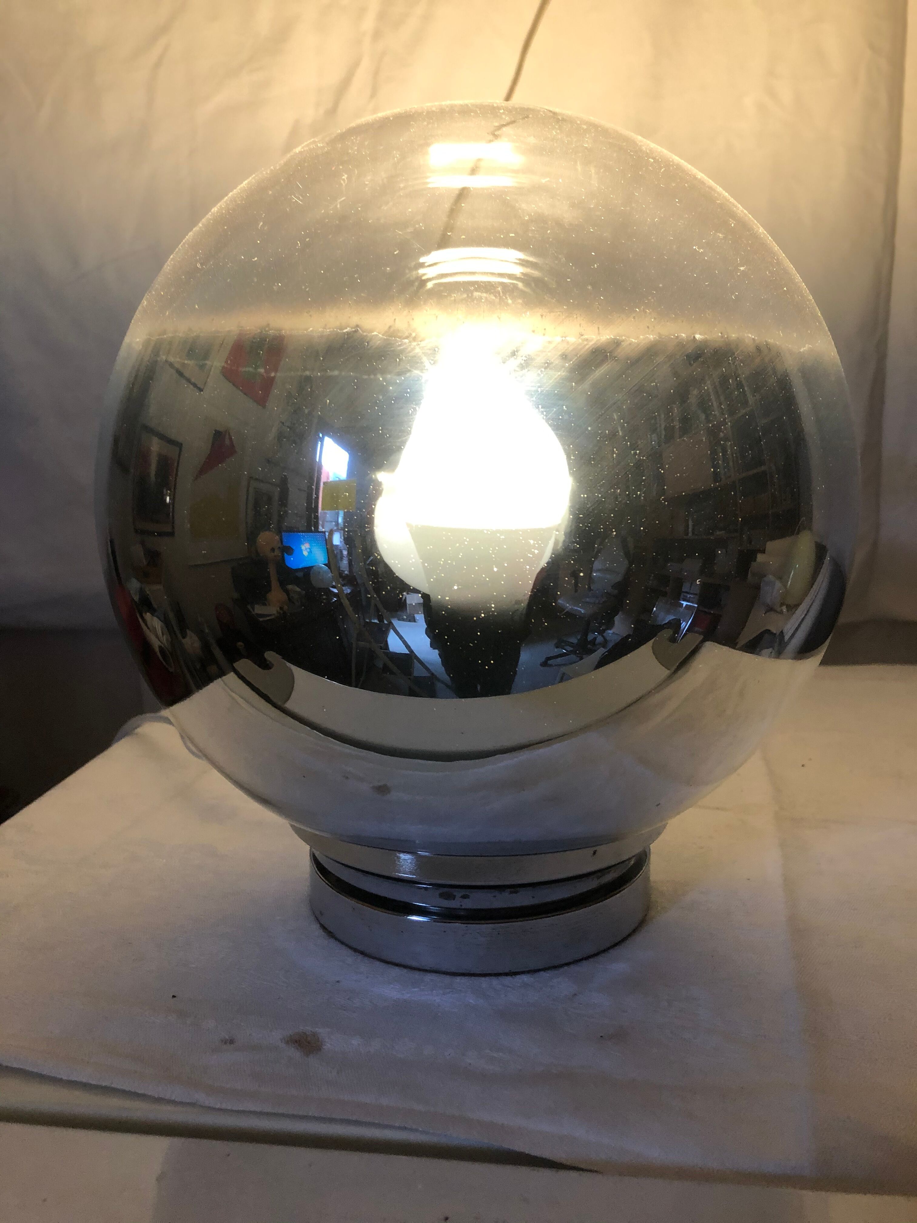 Silver glass ball lamp 1970