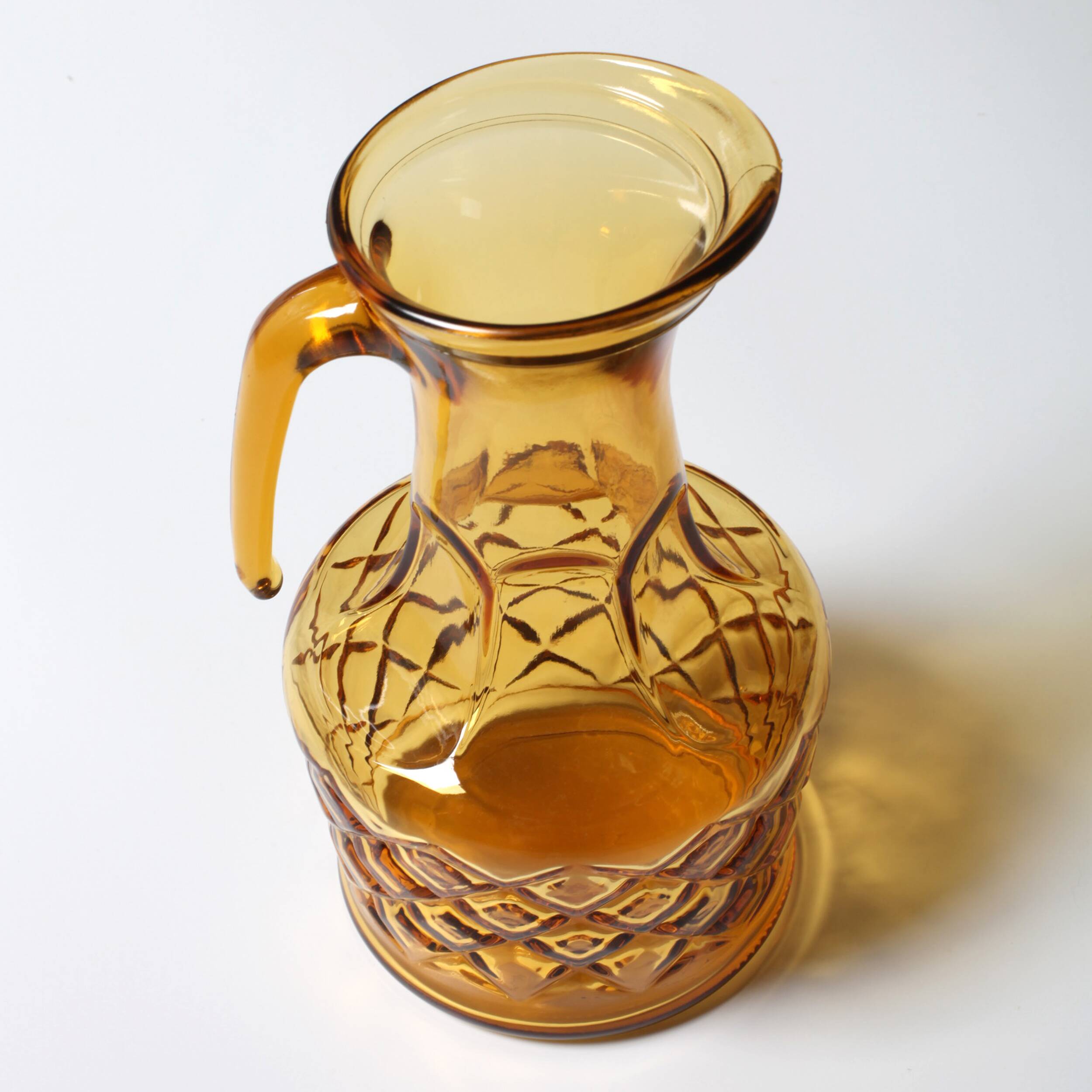 Vintage Designer Italian Amber Glass Carafe / Mid-century Jug / Bormioli