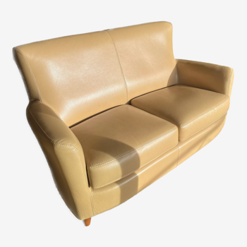Sofa 2 places camel leather brand DUVIVIER