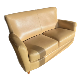 Sofa 2 places camel leather brand DUVIVIER