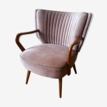 Fauteuil vintage années 50/60 beige rosé