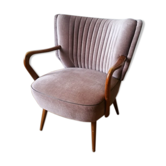 Fauteuil vintage années 50/60 beige rosé