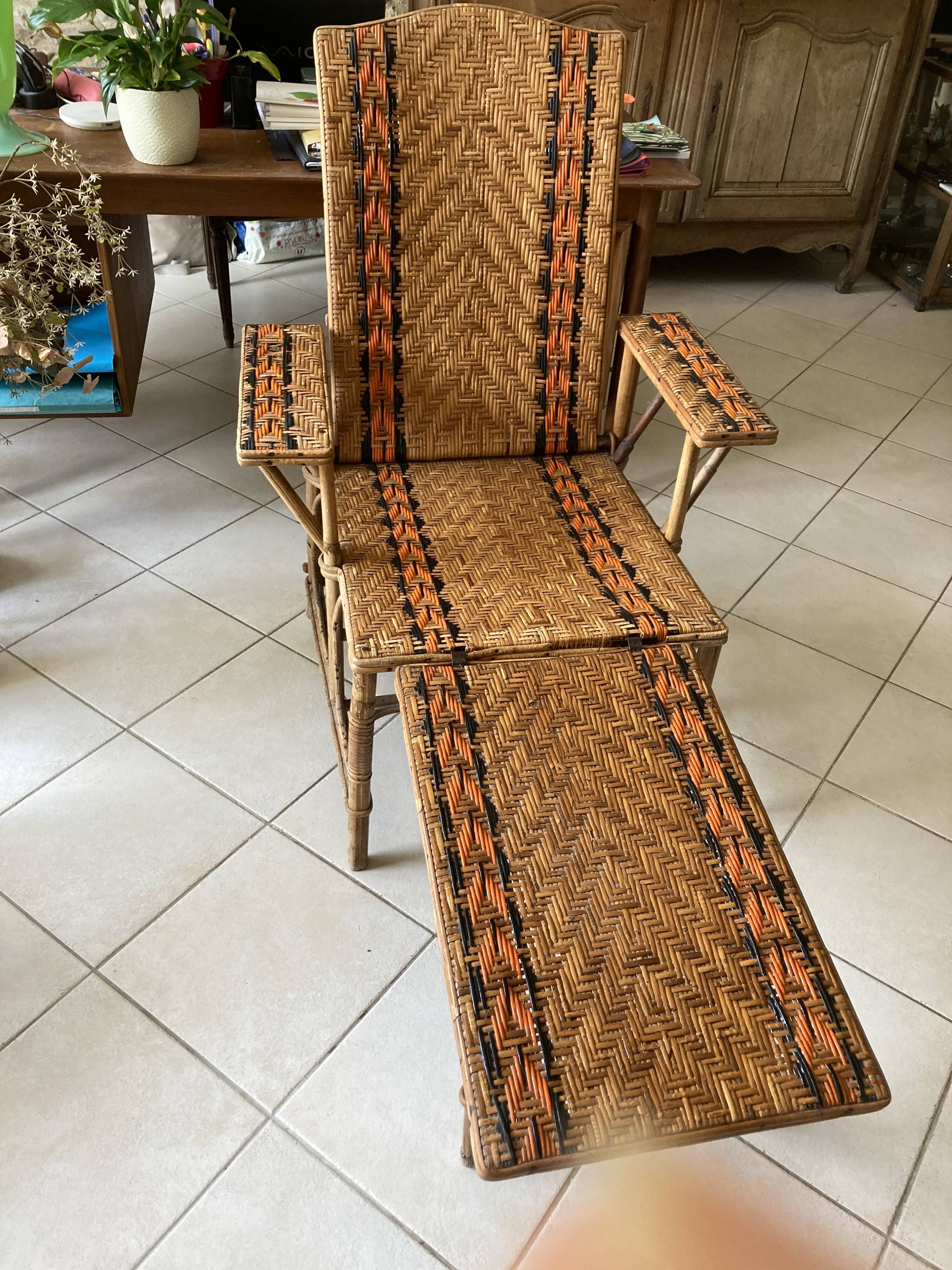 Chaise longue en rotin
