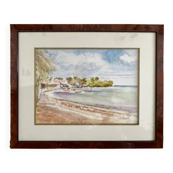 Tableau : Aquarelle - paysage de bord de mer