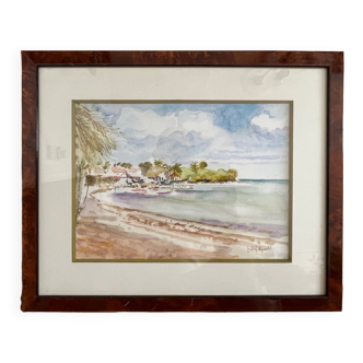 Tableau : Aquarelle - paysage de bord de mer