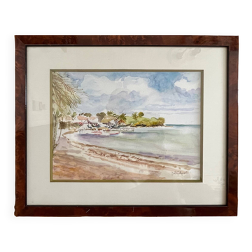 Tableau : Aquarelle - paysage de bord de mer