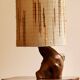 Large 1960s lamp made of olive wood.