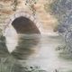 Pair of antique paintings. Romantic landscape diptychs.