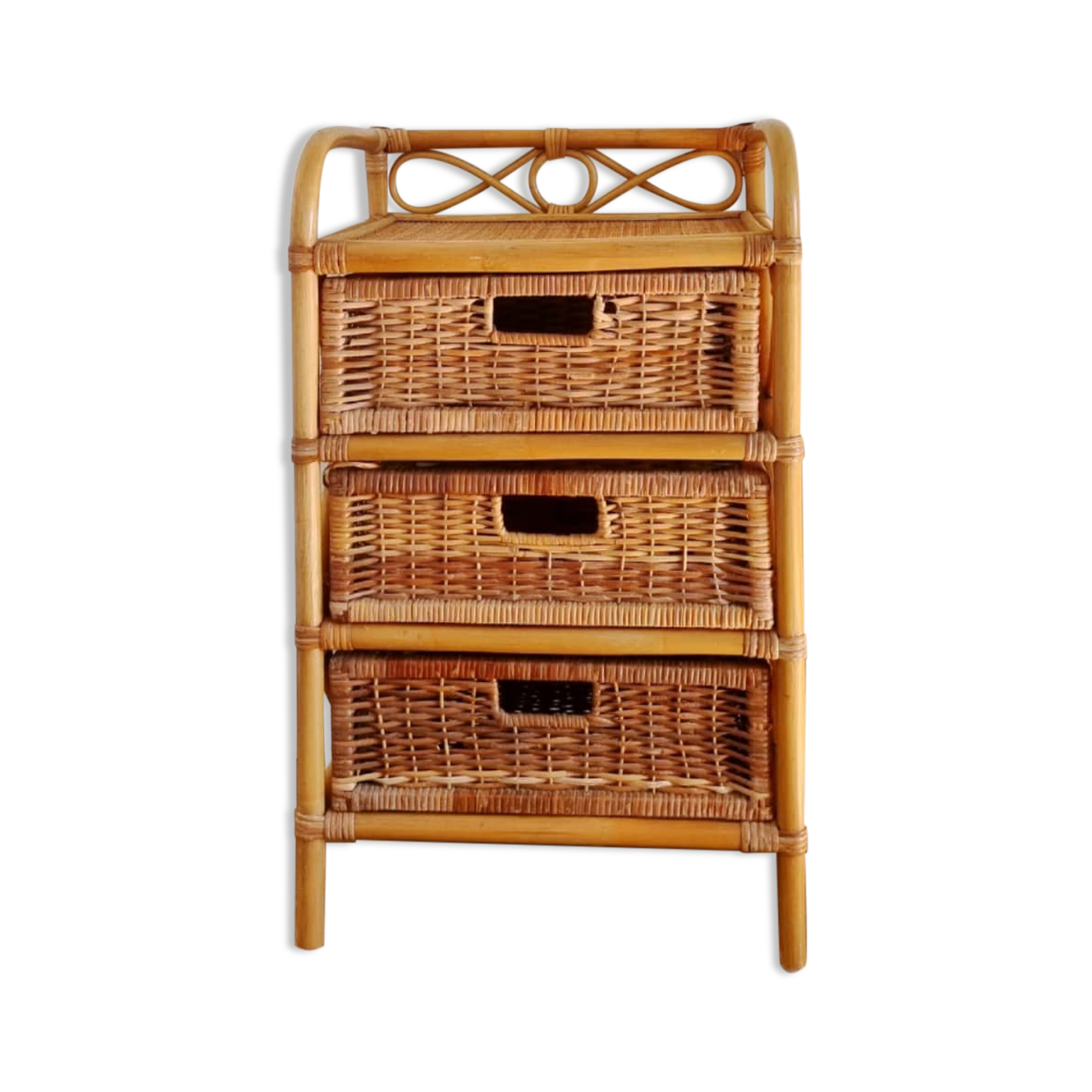 Vintage rattan chest of drawers