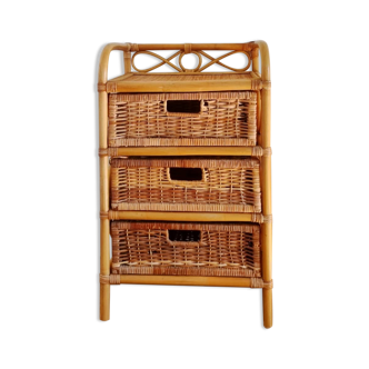 Vintage rattan chest of drawers