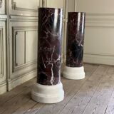Pair of columns in levanto marble and carrara white circa 1990