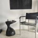 Sofa end in solid wood monoxyl organic shape black color