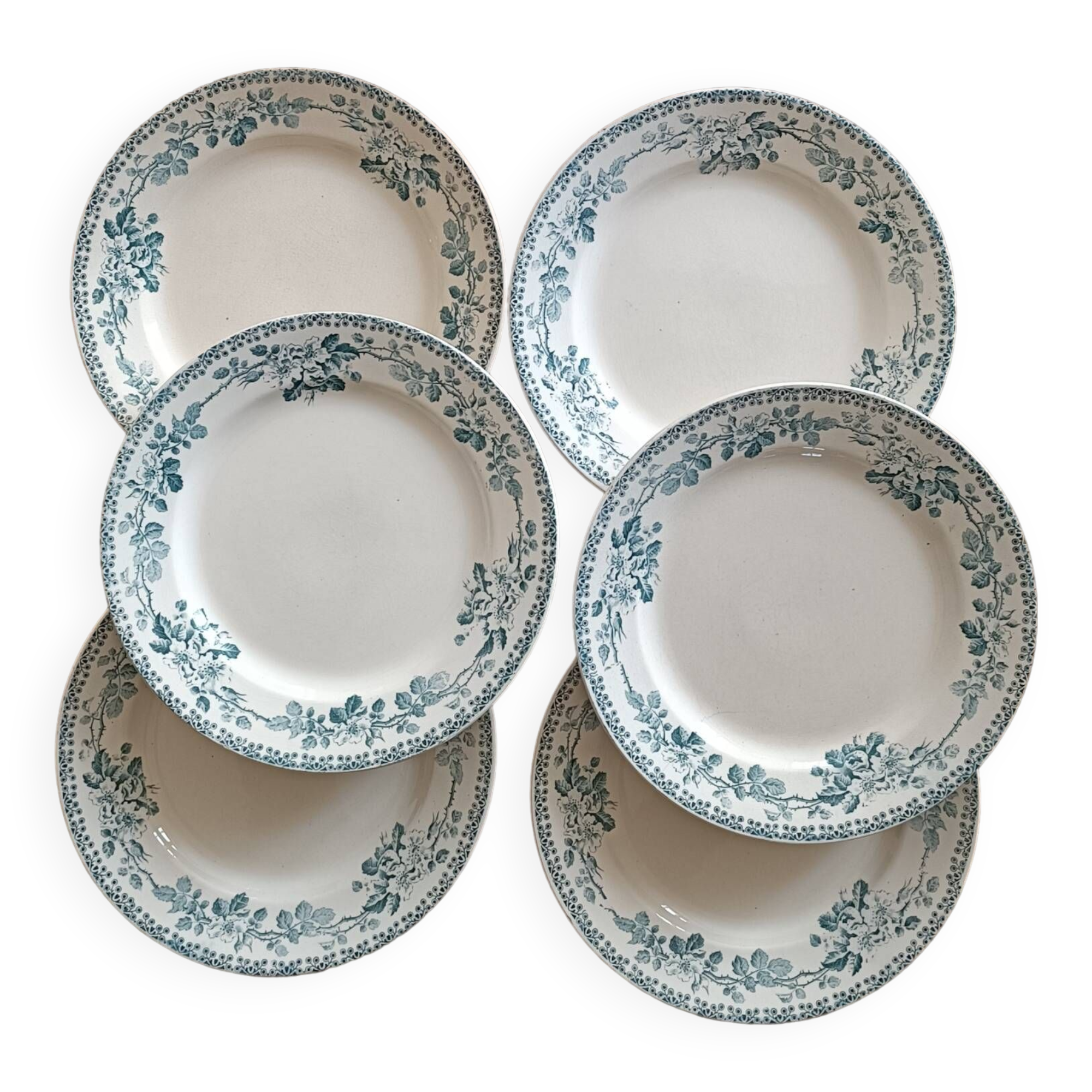6 ironstone plates, Guadeloupe model