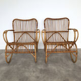 Pair of vintage rattan armchairs