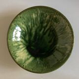 Aegitna hollow dish in green glazed earthenware Vallauris 1960