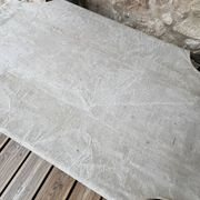 Antique folding military camp bed – khaki green canvas and metal