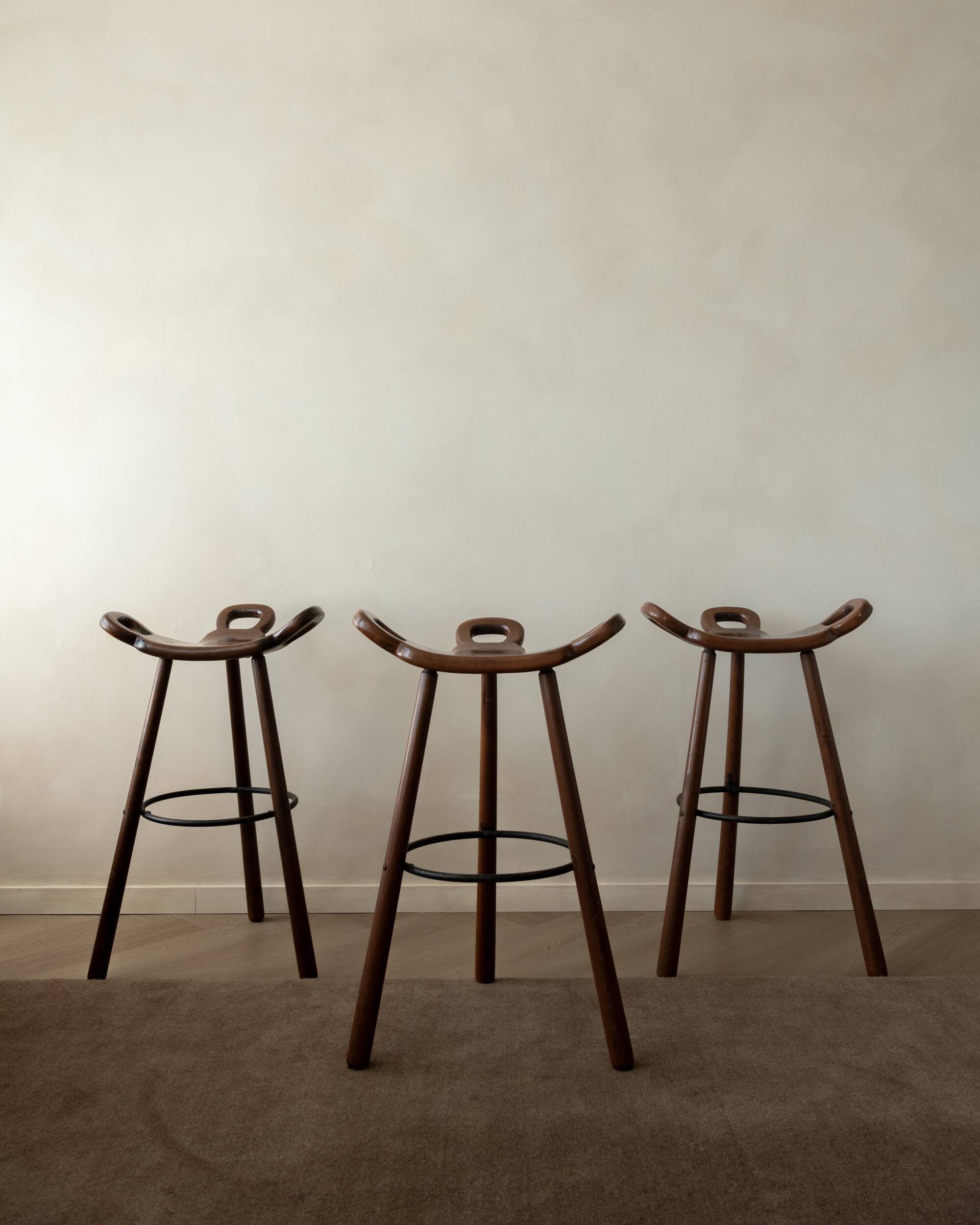 Vintage Spanish Brutalist Marbella Bar Stools by Confonorm, 1970s, Set of 3