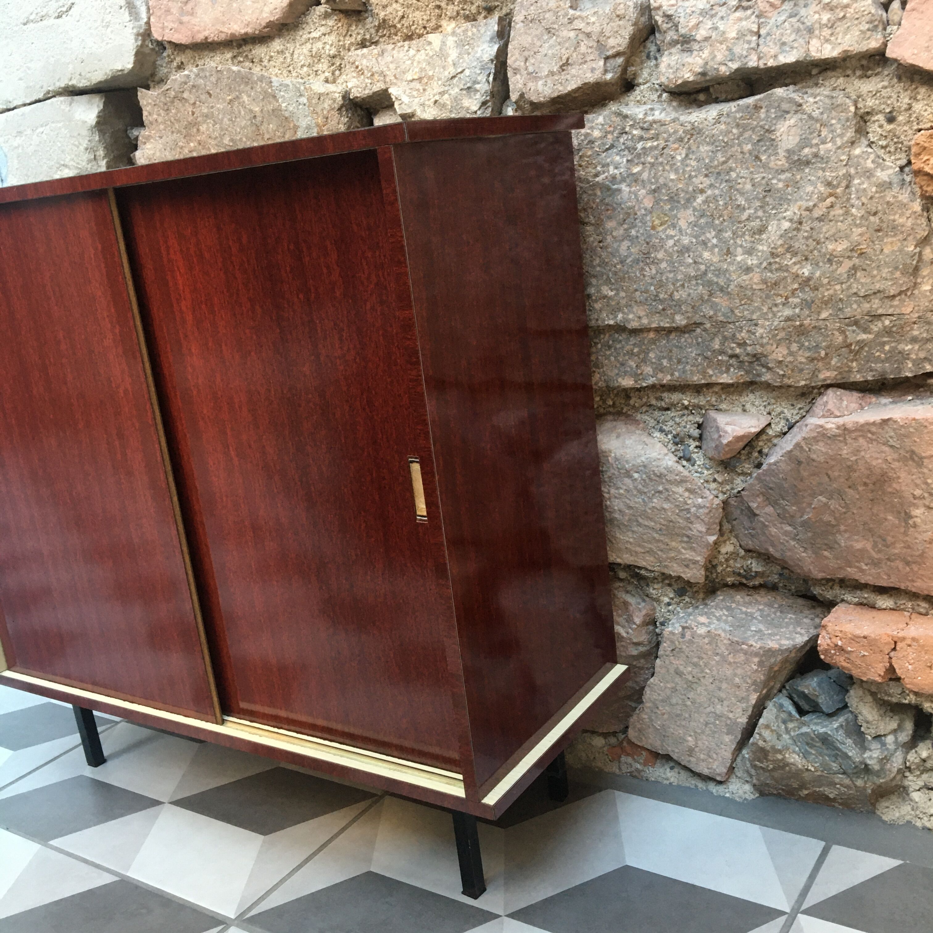 Doll cabinet 50s formica and varnished wood