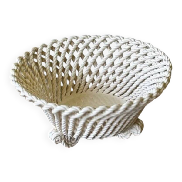Corbeille ancienne en céramique torsadée, 1930