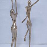 Gilt bronze and sculptural gilt bronze candle holder vintage design