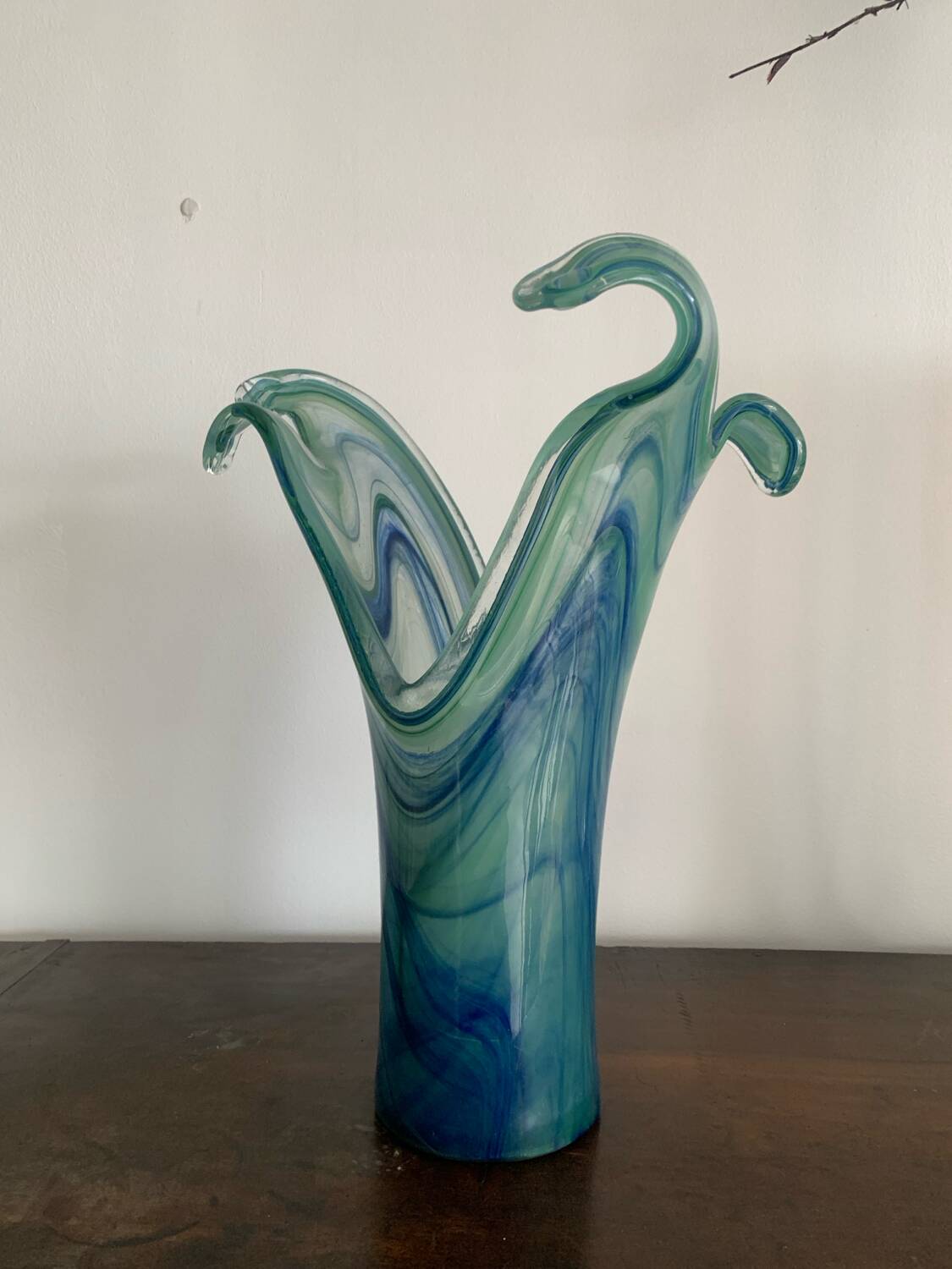 Vase vintage en verre de Murano bleu
