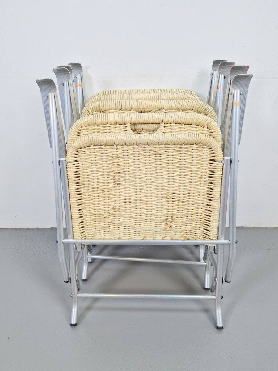 Mid-Century Tossa Wicker Folding Chairs by Hilbrant, Italy, 1960s, Set of 4