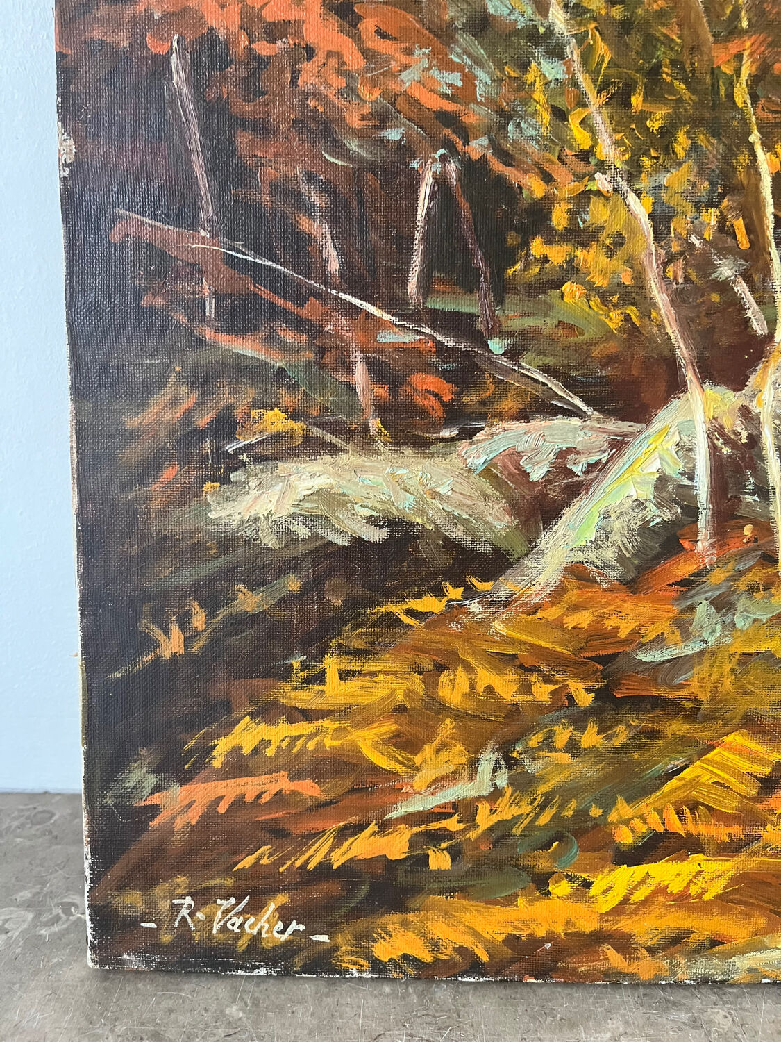 Forêt de Fontainebleau, signé R Vacher