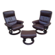 Pair of Scandinavian leather armchairs and ottoman, Ekornes, Norway, 1970