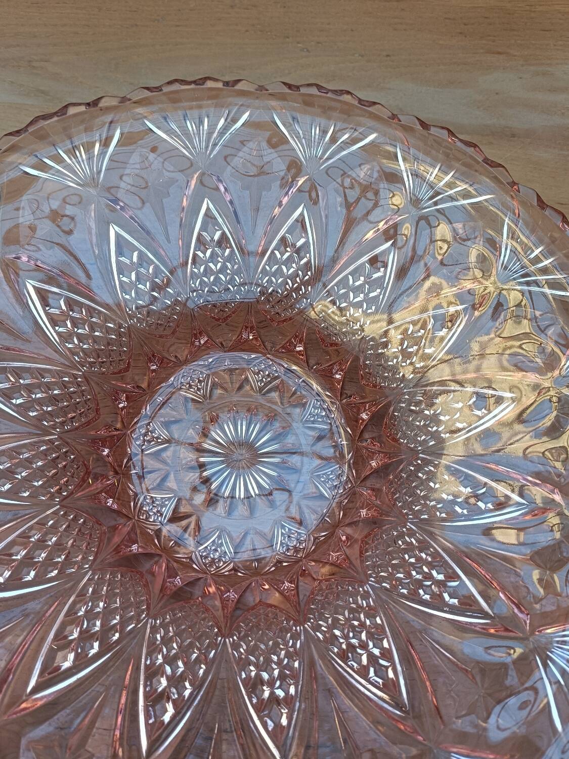 Grand plat Art déco verre rose