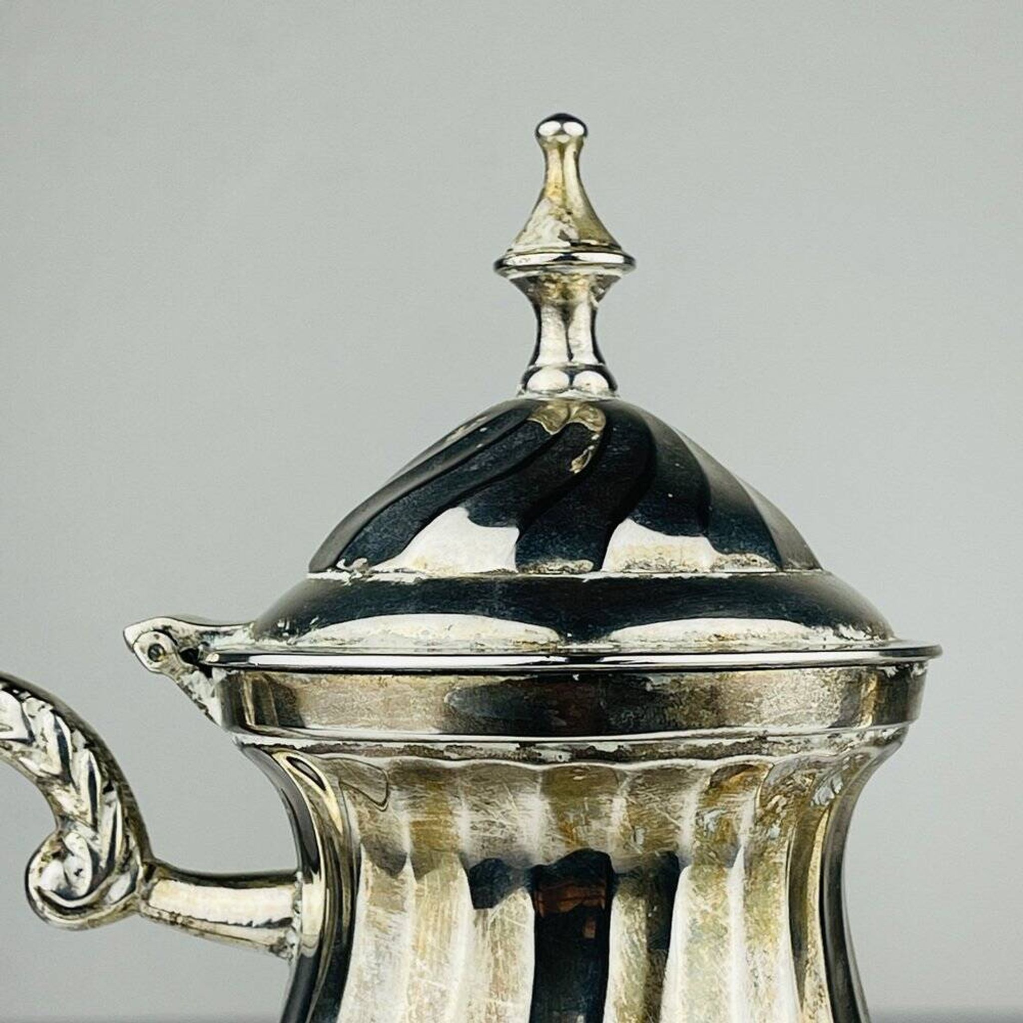 Vintage silver-plated coffee pot by Royal Sheffield, England, 1950s.