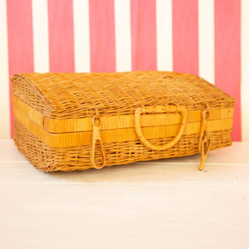 rectangular wicker suitcase