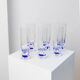 6 vintage drinking glasses from Italy from the 1980s - Set of transparent royal blue water glasses - Mid-Century design