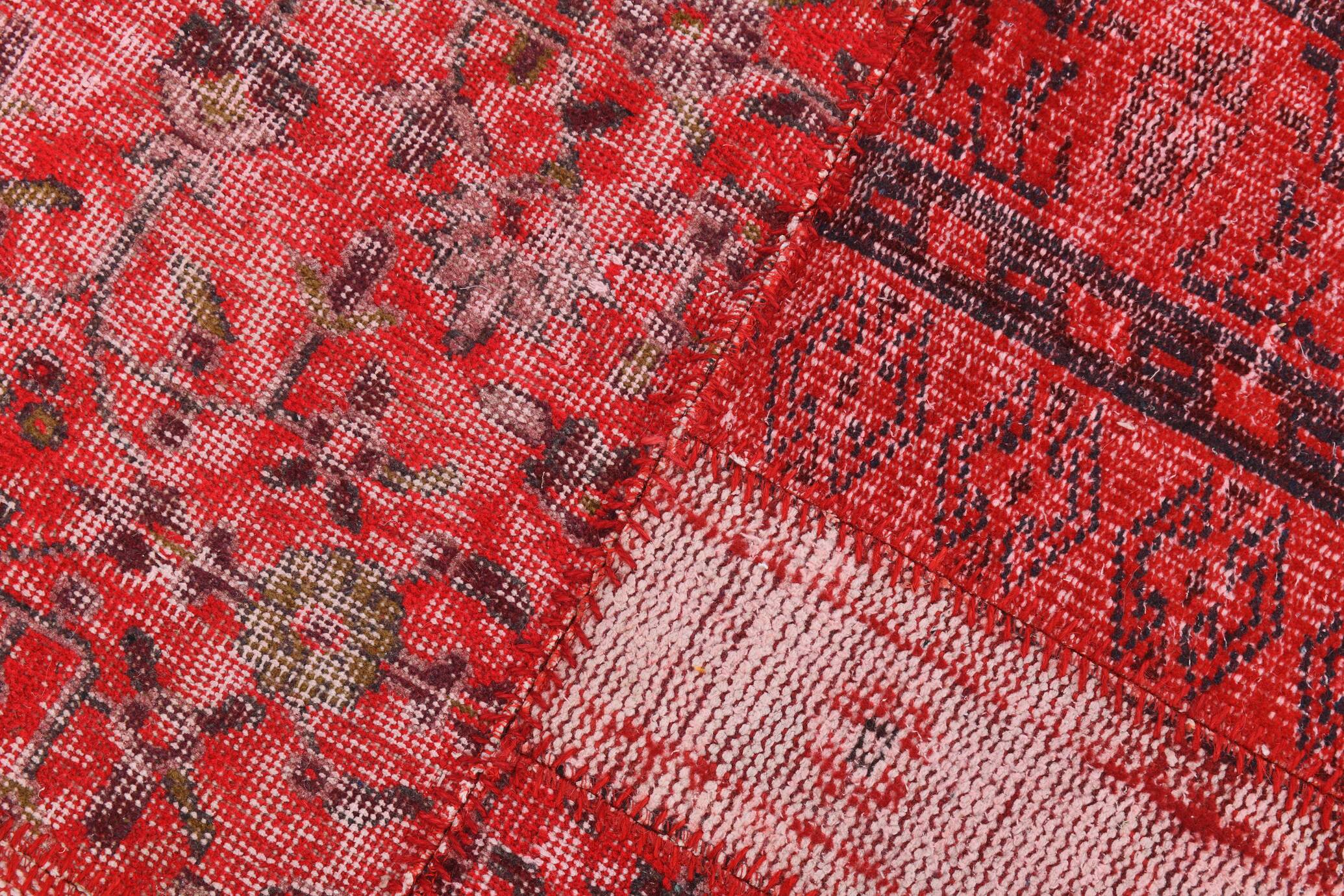 Tapis patchwork vintage en laine faite à la main 245x168cm