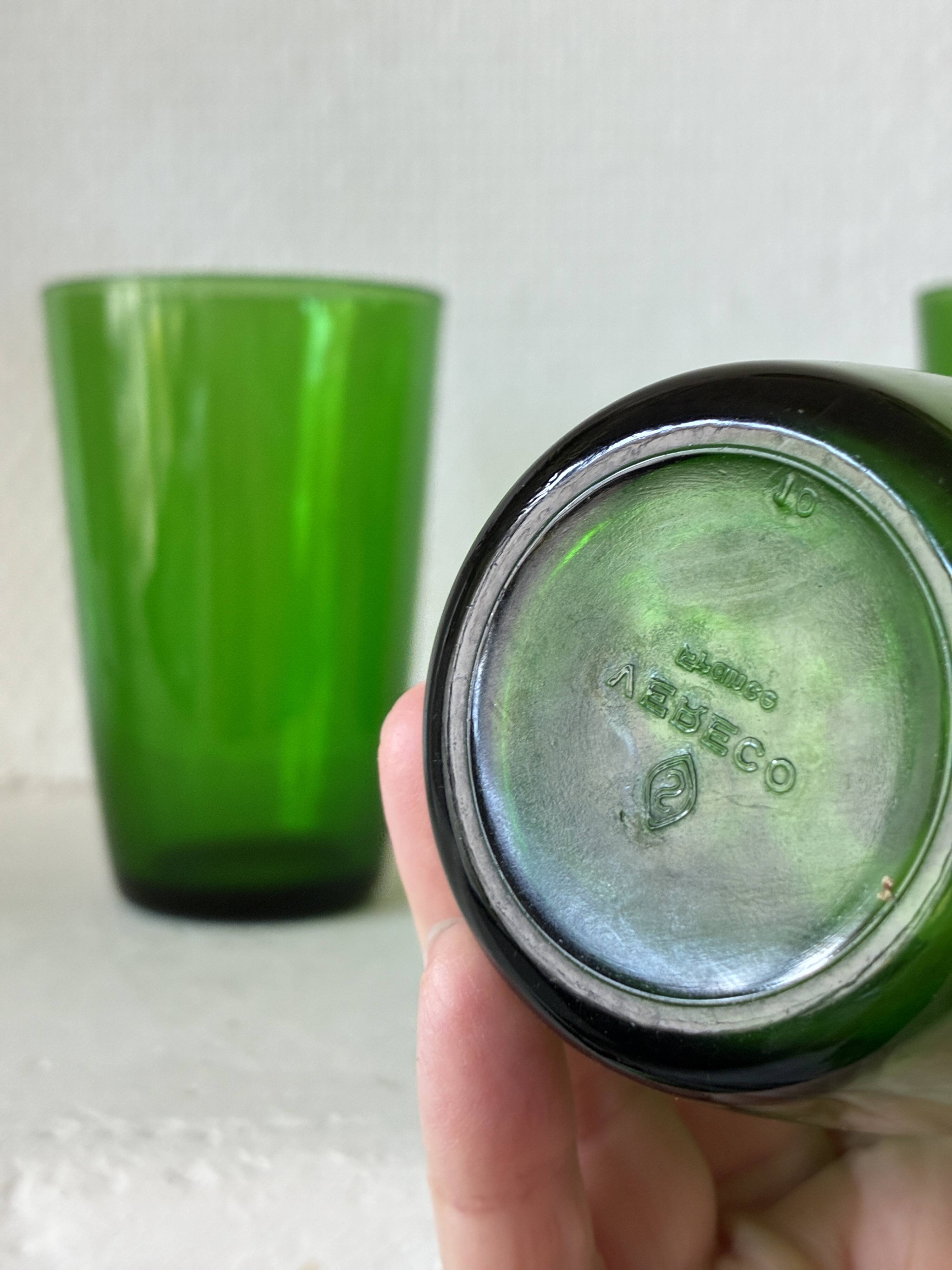 Lot 3 Verres Vereco coloris vert