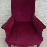 Bergère with blackened wooden legs on casters, Napoleon III period, velvet upholstery