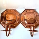 Scandinavian Antique Wall Candle Holder Sconce in Copper