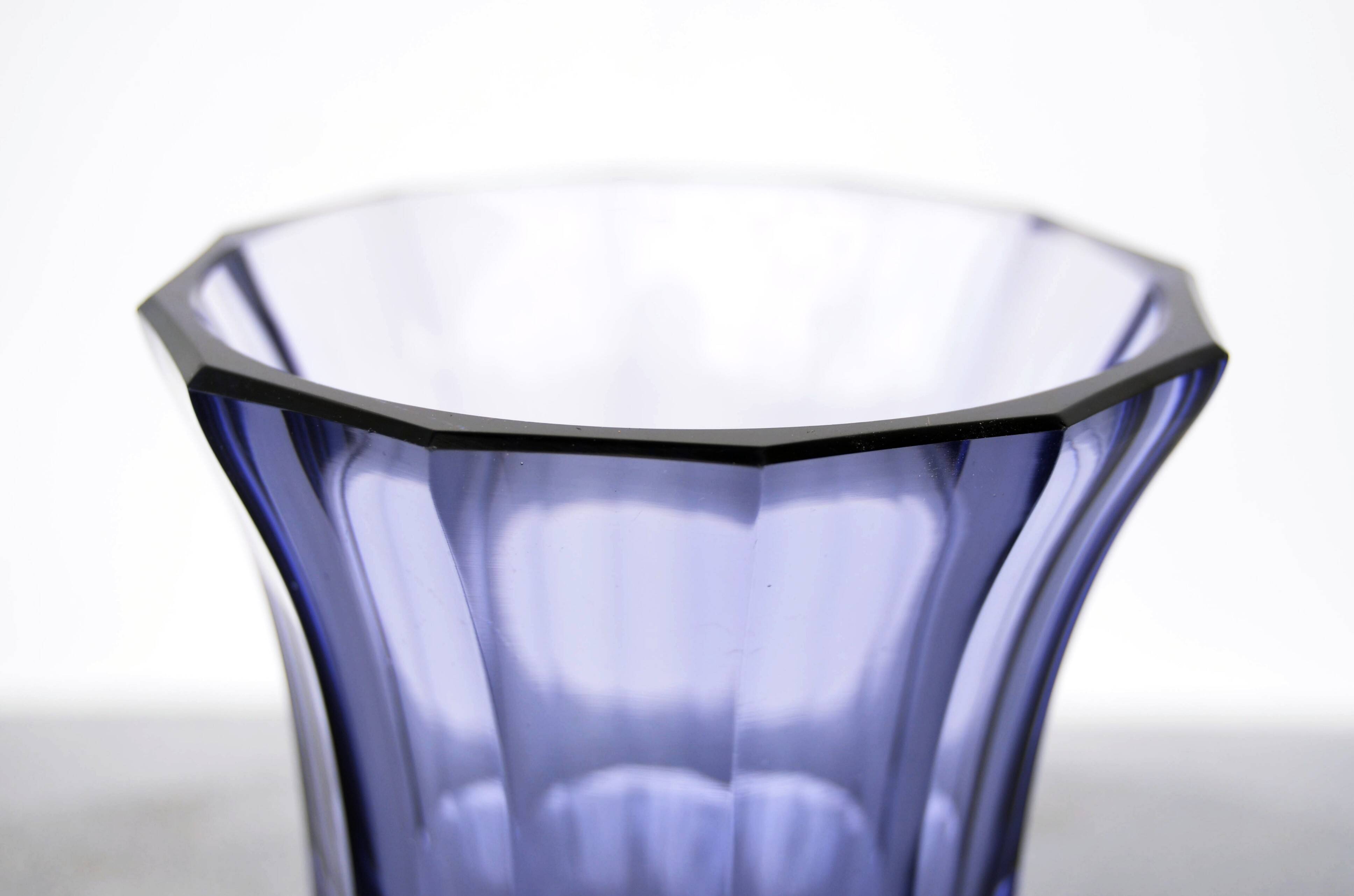 Czech Bohemian Hand Painted Amethist Crystal Goblet or Vase by Moser