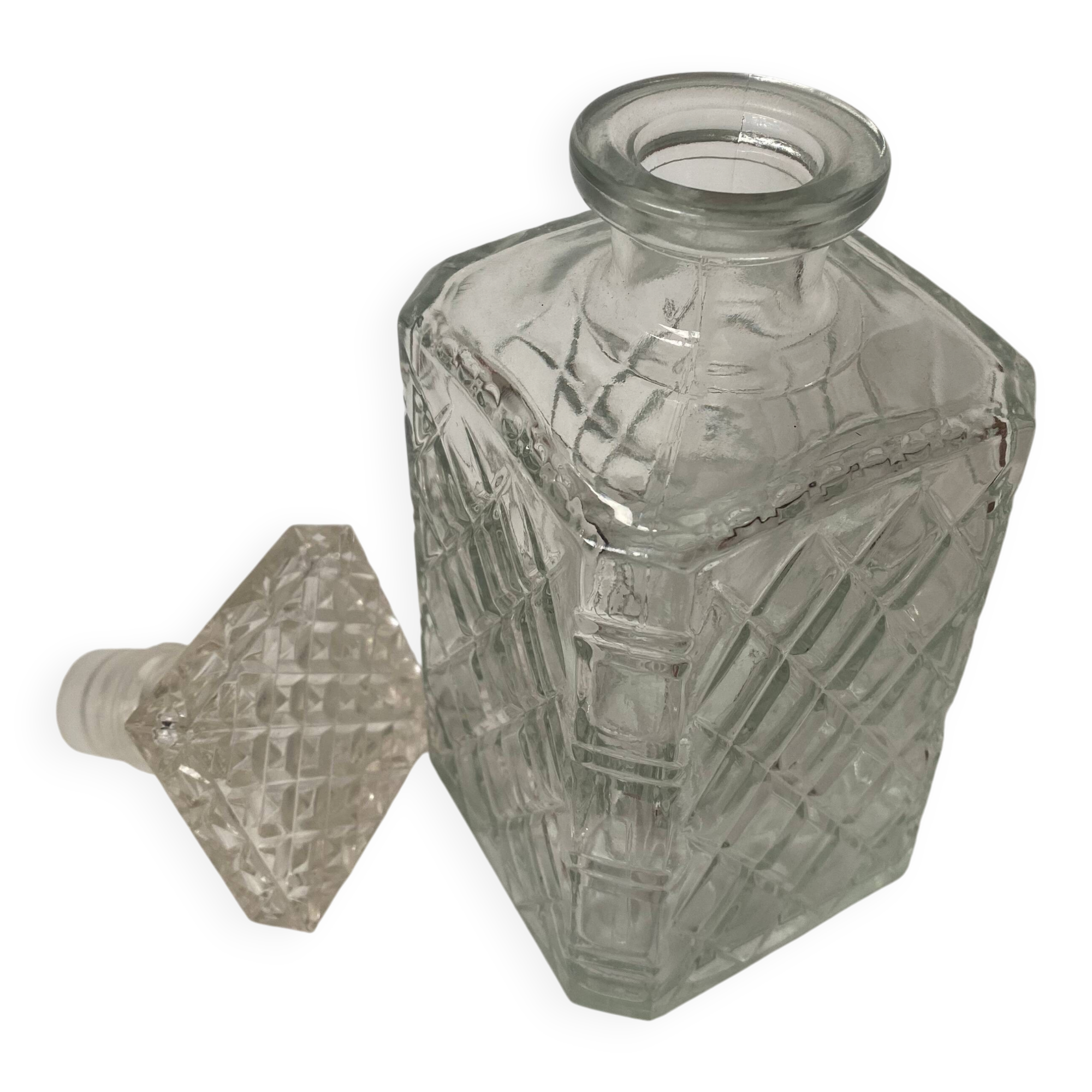 Chiseled glass whiskey decanter