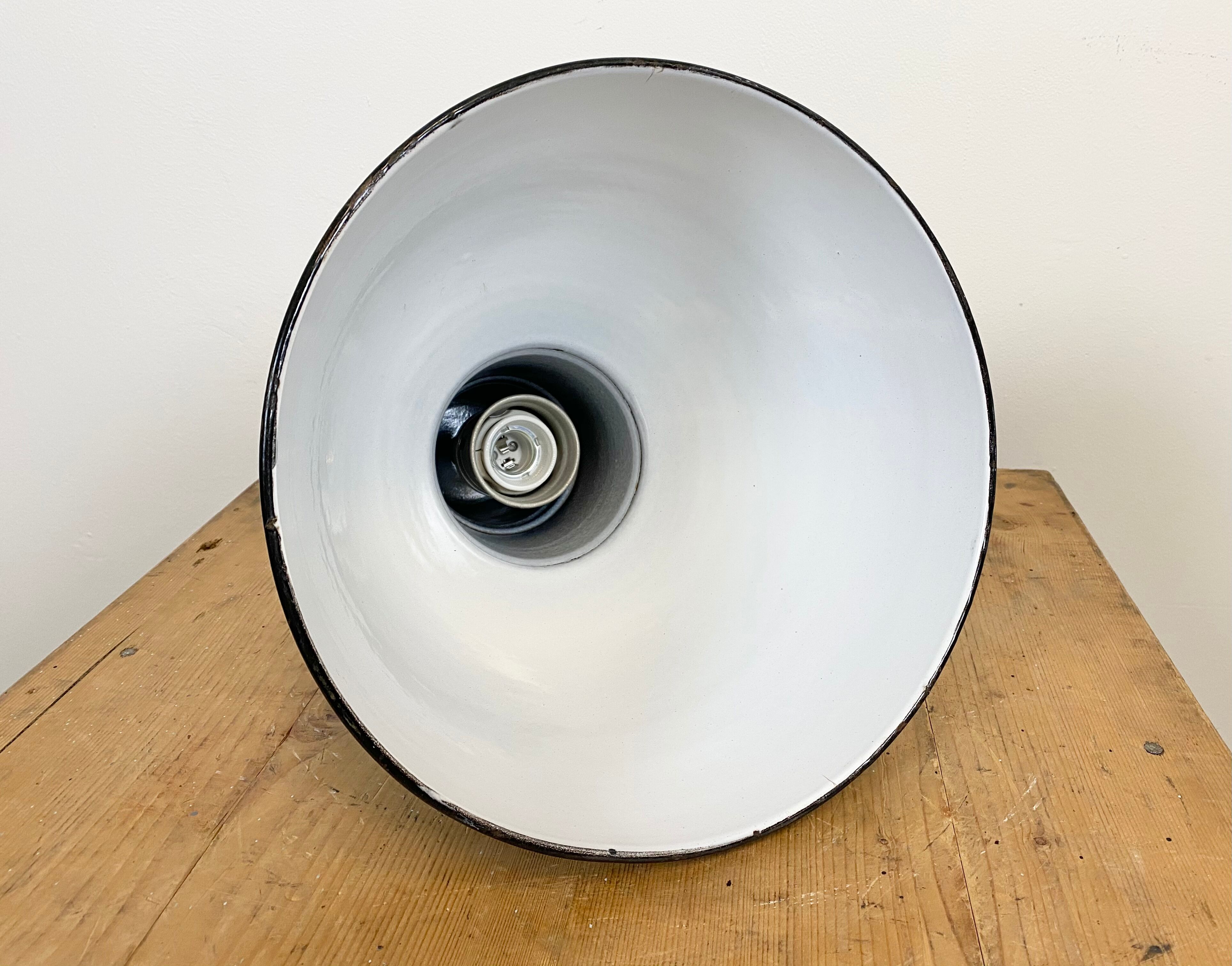 Vintage industrial black enamel light, 1930s