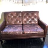 Scandinavian 2-seater leather sofa 1960