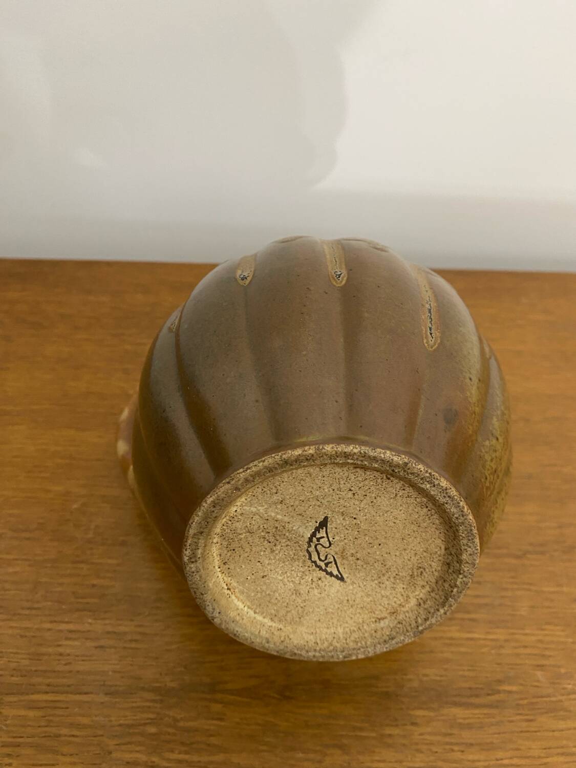 Antique louis lourioux pitcher flamed stoneware brown vintage