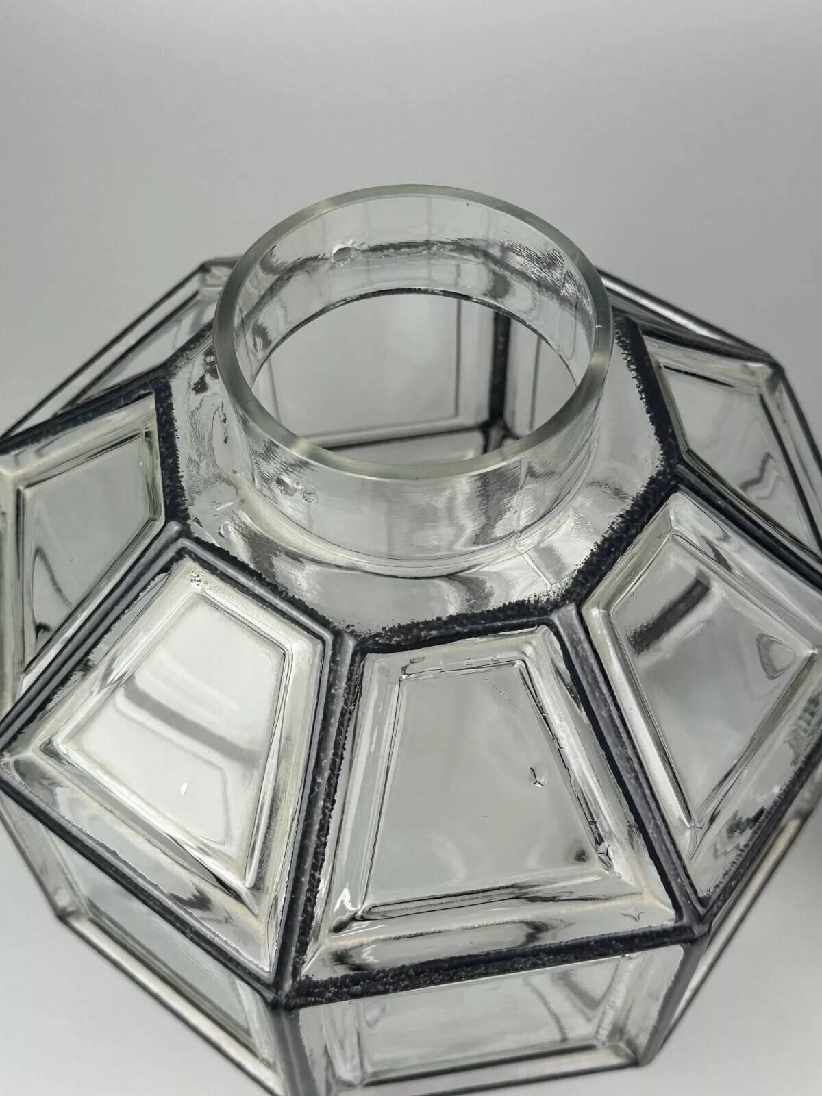 60s 70s ceiling lamp Glashütte Limburg Germany glass & brass Space Age