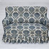 1970s, Danish 2-seater sofa, blue/white furniture fabric, beech wood.