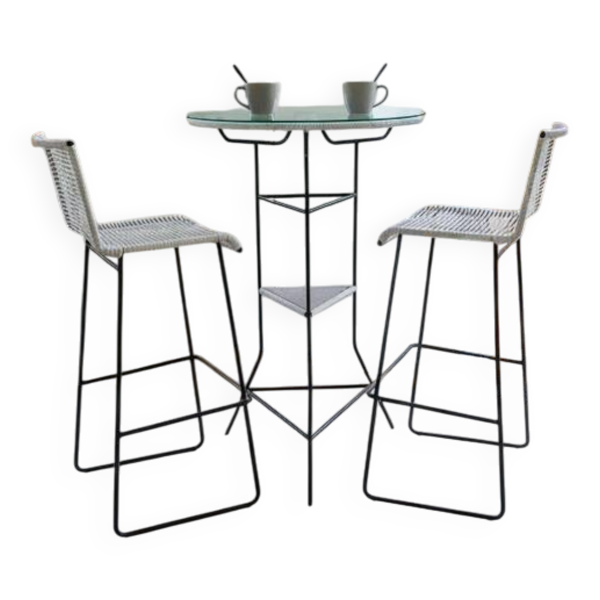 Table mange debout Tampico et 2 tabourets hauts Cenote BOQA