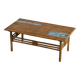 Coffee table with blue ceramic tiles by Robert and Jean Cloutier