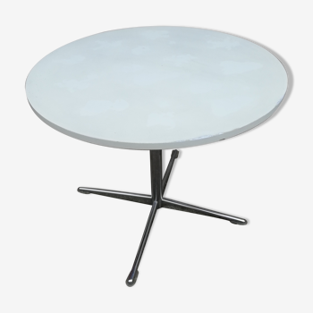 Table basse vintage chrome et plateau blanc